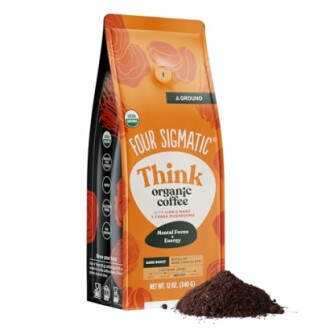 Four Sigmatic organic coffee bag with ground coffee.