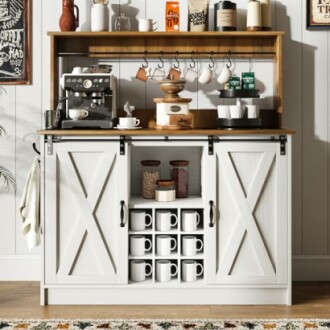 4ever2buy Farmhouse Coffee Bar Cabinet