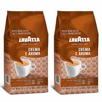 Lavazza Crema e Aroma coffee bean packs, two bags.